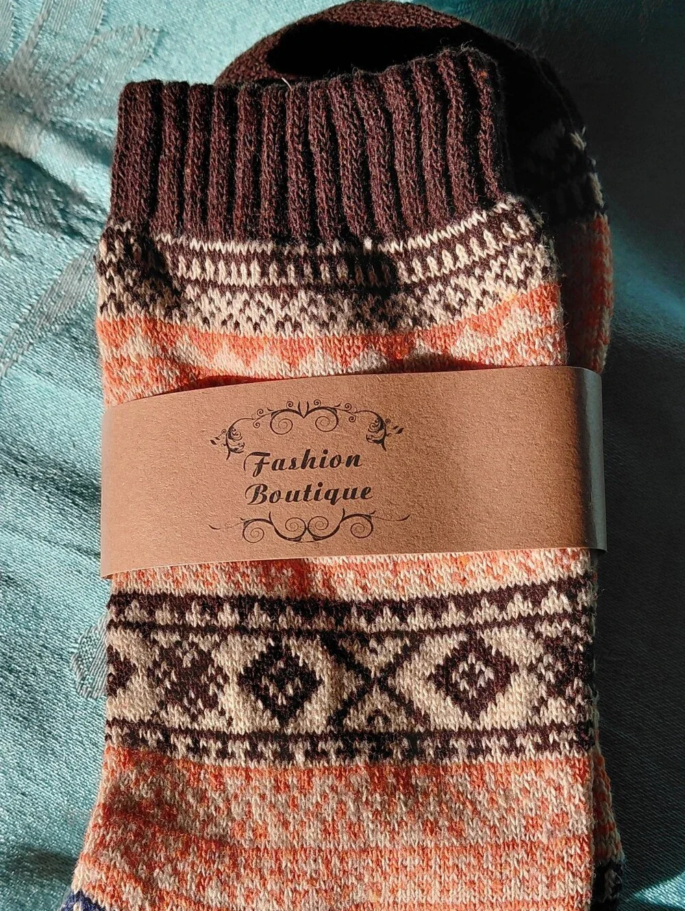Patterned Crew Socks - Olive, Blue, Burgundy, Brown, Navy